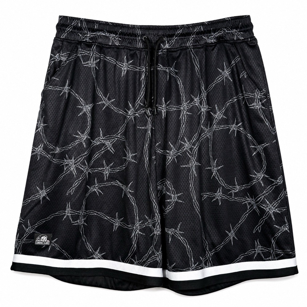 Lurking Class by Sketchy Tank Barbed Wire Black Mesh Shorts Men's XL Lined 7"
